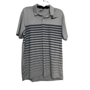 Nike Golf Standard Fit Polo Shirt Mens Size Medium White Orange Striped SS